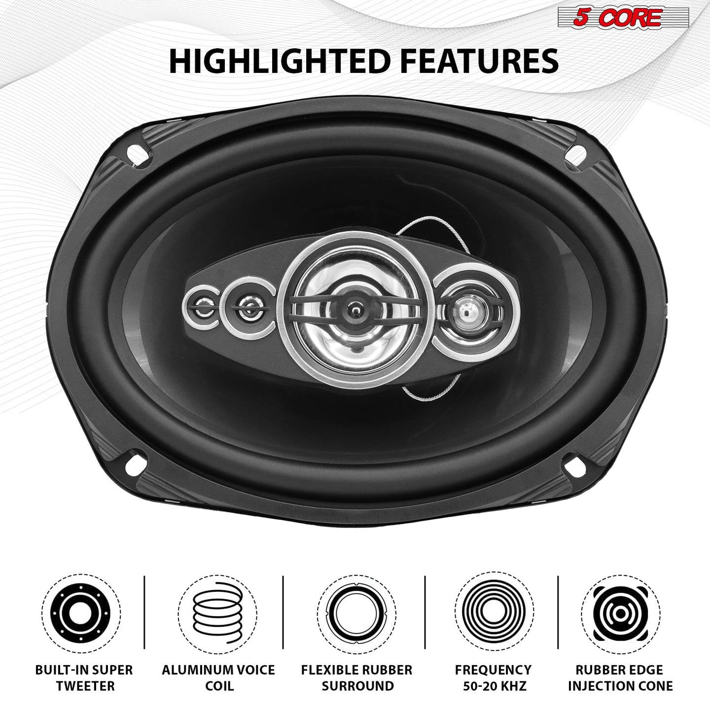 Powerful 5Core automotive speaker designed for superior in-car audio