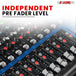 Independent pre-fader level control for precise audio mixing adjustments