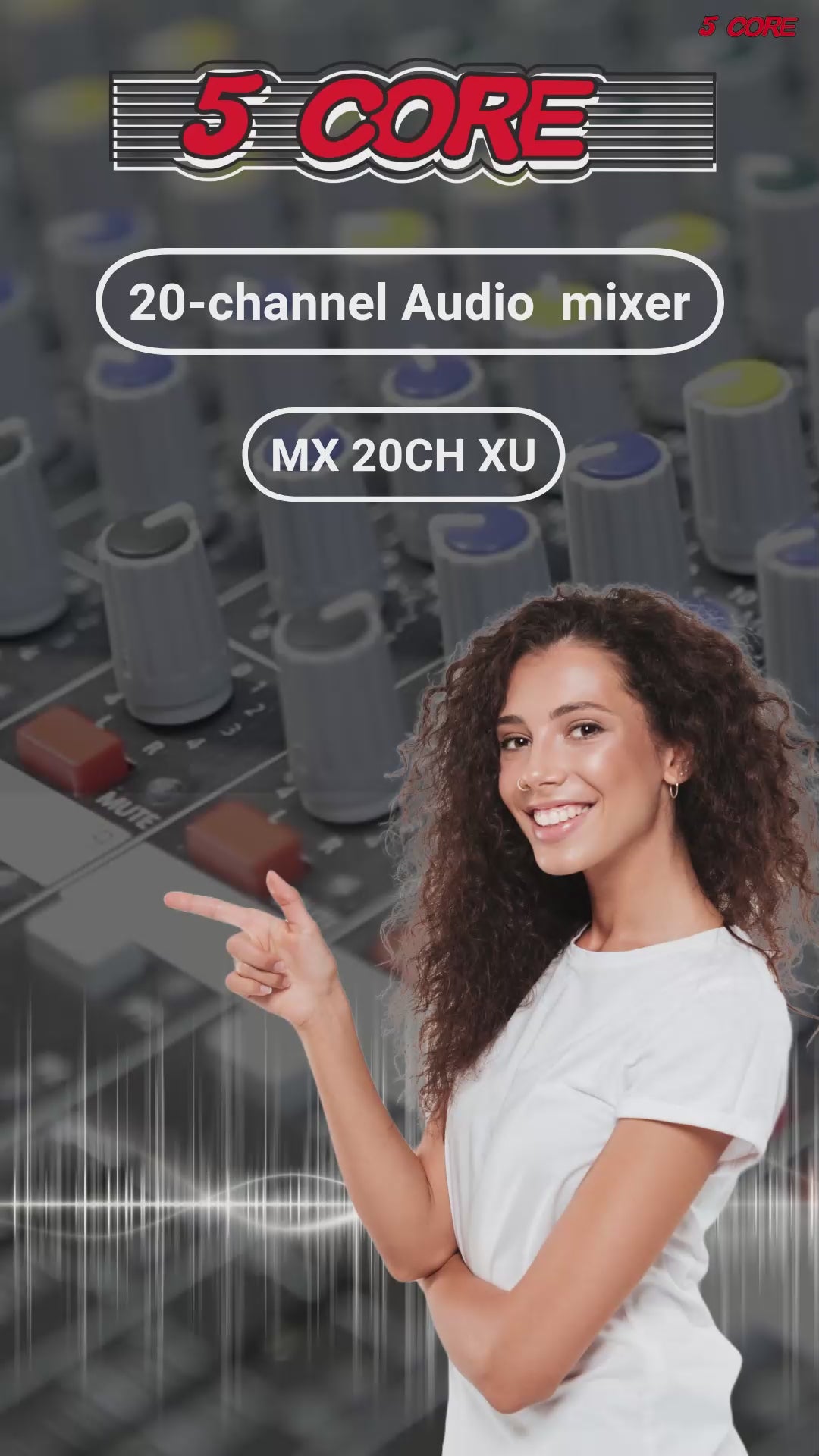 Audio Mixer 20CH DJ Sound Board w 24 SPX Effect