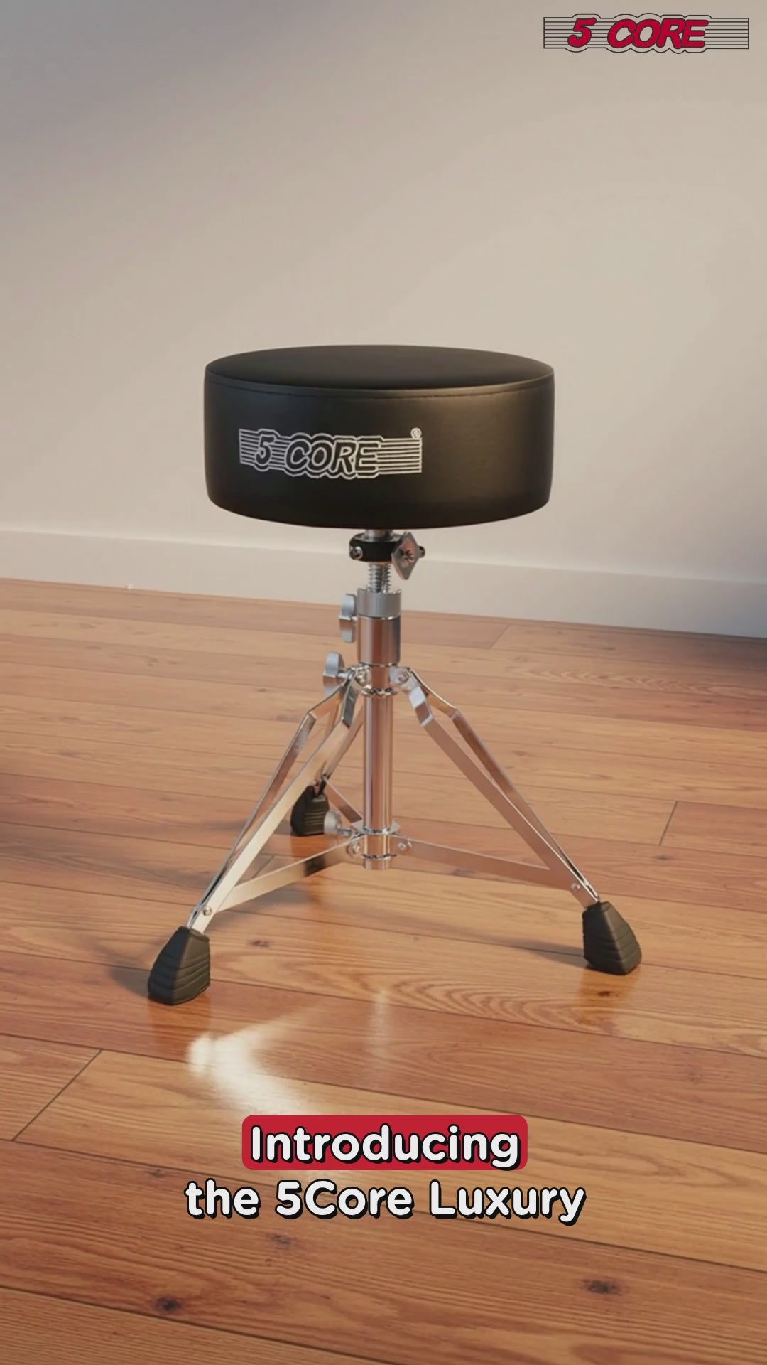 5 Core Drum Throne 5" Padded Guitar Stool Adjustable 310lbs Capacity Heavy Duty Seat w Velvet Top